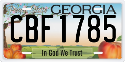 GA license plate CBF1785