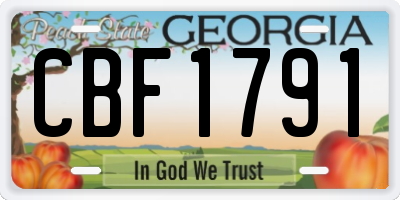 GA license plate CBF1791