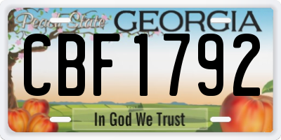 GA license plate CBF1792
