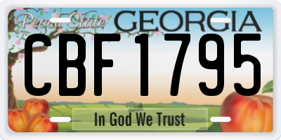 GA license plate CBF1795