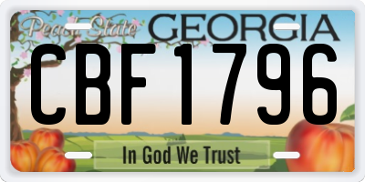 GA license plate CBF1796
