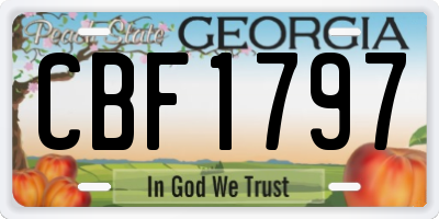 GA license plate CBF1797
