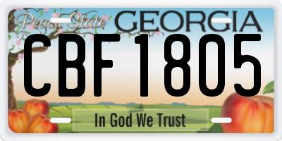 GA license plate CBF1805