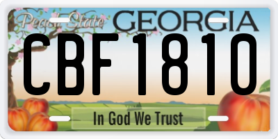 GA license plate CBF1810