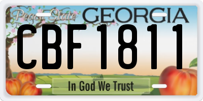 GA license plate CBF1811