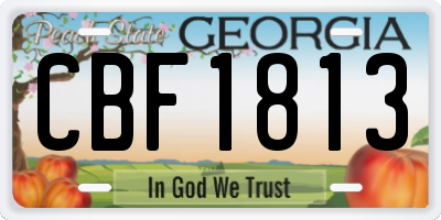 GA license plate CBF1813
