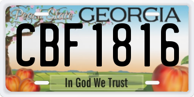 GA license plate CBF1816
