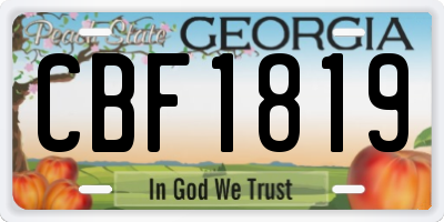 GA license plate CBF1819