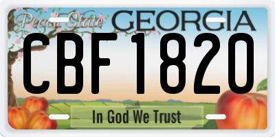 GA license plate CBF1820