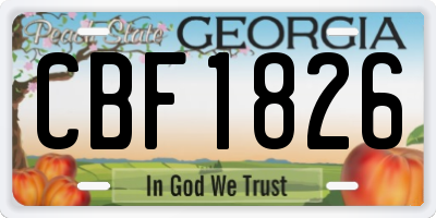 GA license plate CBF1826