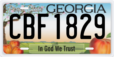GA license plate CBF1829
