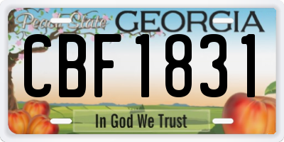 GA license plate CBF1831