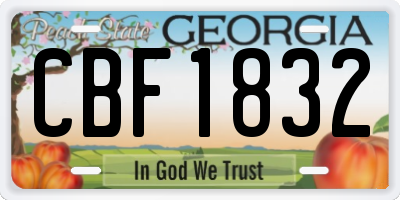 GA license plate CBF1832