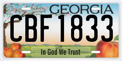 GA license plate CBF1833