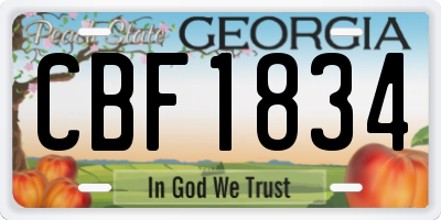 GA license plate CBF1834