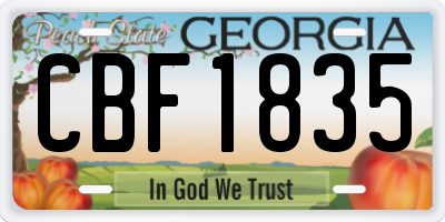 GA license plate CBF1835