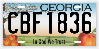 GA license plate CBF1836