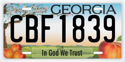 GA license plate CBF1839