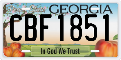GA license plate CBF1851