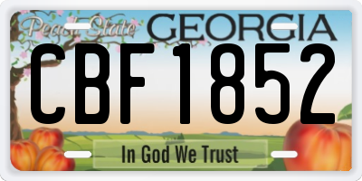 GA license plate CBF1852