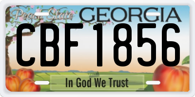 GA license plate CBF1856
