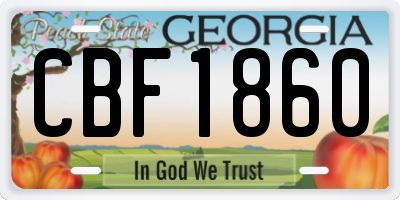 GA license plate CBF1860