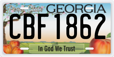 GA license plate CBF1862