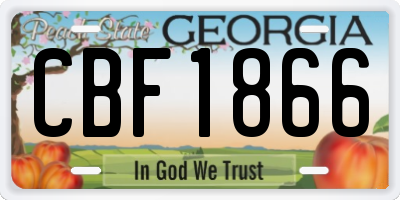 GA license plate CBF1866