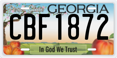 GA license plate CBF1872