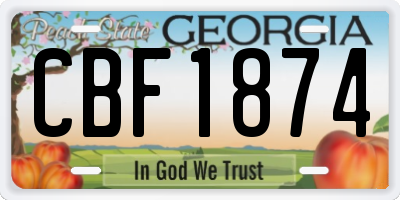 GA license plate CBF1874