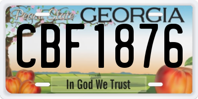 GA license plate CBF1876