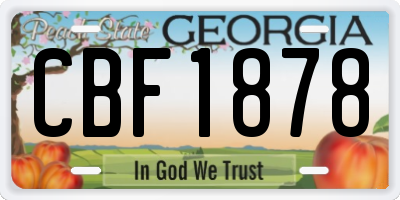 GA license plate CBF1878