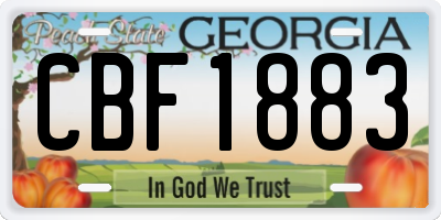 GA license plate CBF1883