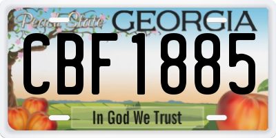 GA license plate CBF1885