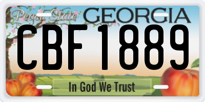 GA license plate CBF1889