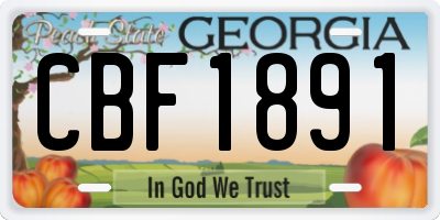 GA license plate CBF1891