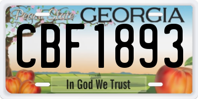 GA license plate CBF1893