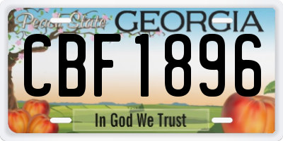 GA license plate CBF1896