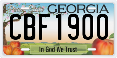 GA license plate CBF1900