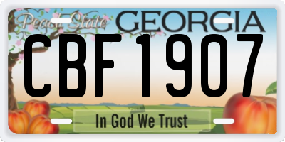 GA license plate CBF1907