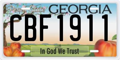 GA license plate CBF1911