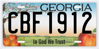 GA license plate CBF1912