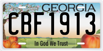 GA license plate CBF1913