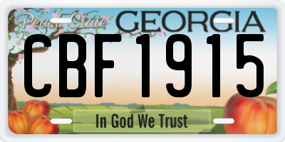 GA license plate CBF1915
