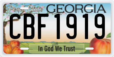 GA license plate CBF1919