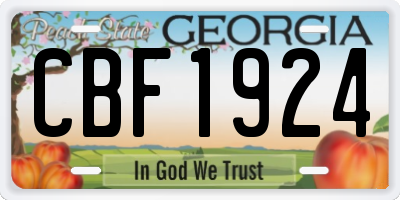 GA license plate CBF1924