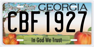 GA license plate CBF1927