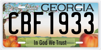 GA license plate CBF1933