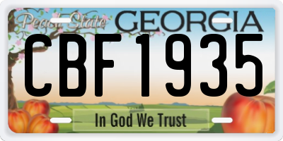 GA license plate CBF1935