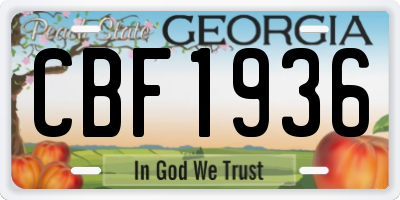 GA license plate CBF1936